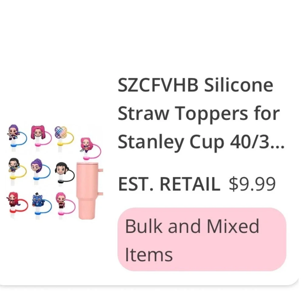 10 Pack Anime Silicone Straw Toppers for 30/40oz Tumblers Multicolor